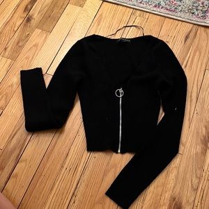Zipper up cropped sweater